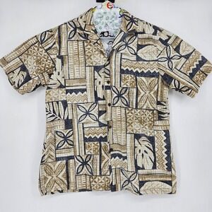 Vintage RJC Shirt Mens Large Hawaiian Reverse Print Tiki Geometric Short Sleeve‎